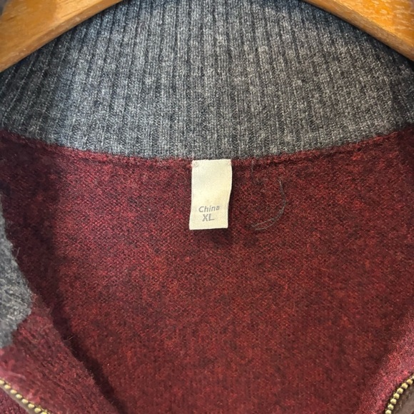 Forte Cashmere XL Sweater Vest Men's Burgundy Quarter Zip mock neck - Picture 4 of 8